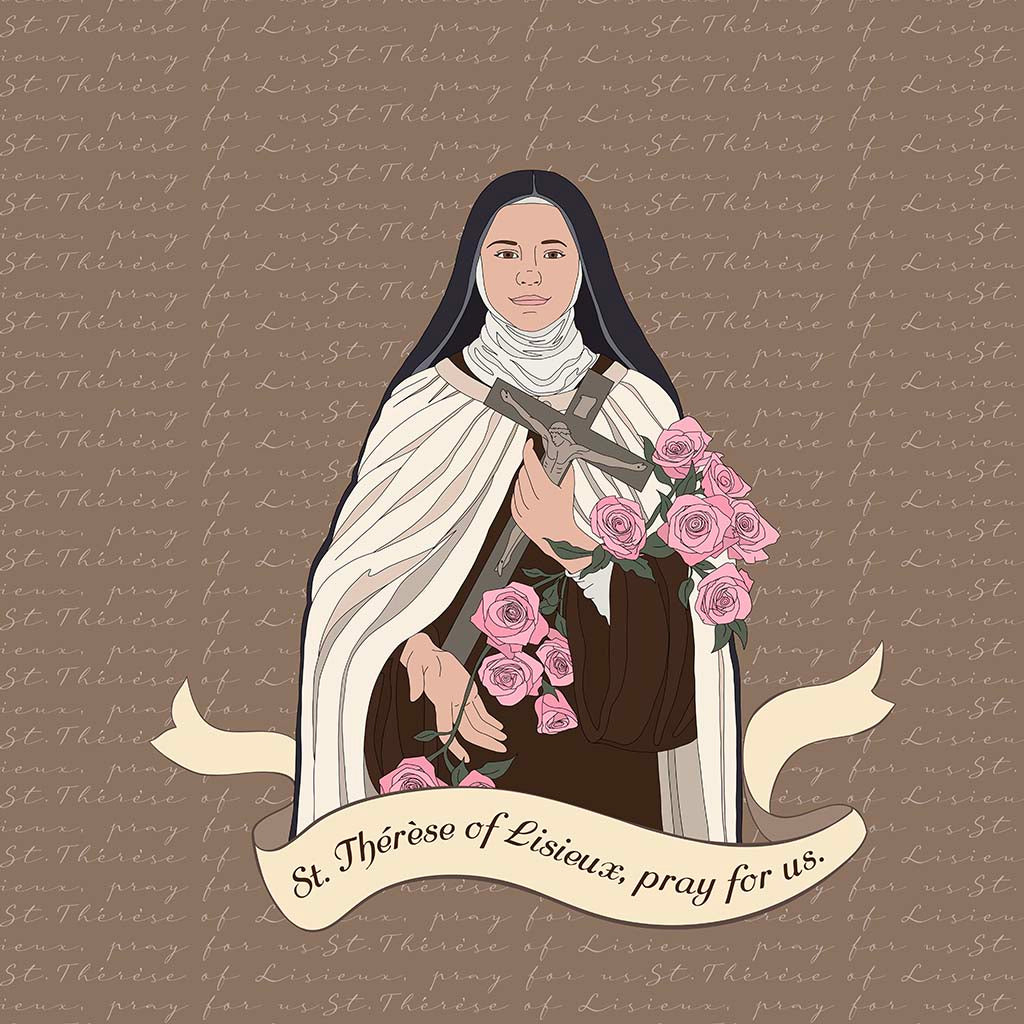 St. Thérèse of Lisieux 5x5 Wood Block | Catholic Gifts & Decor-7