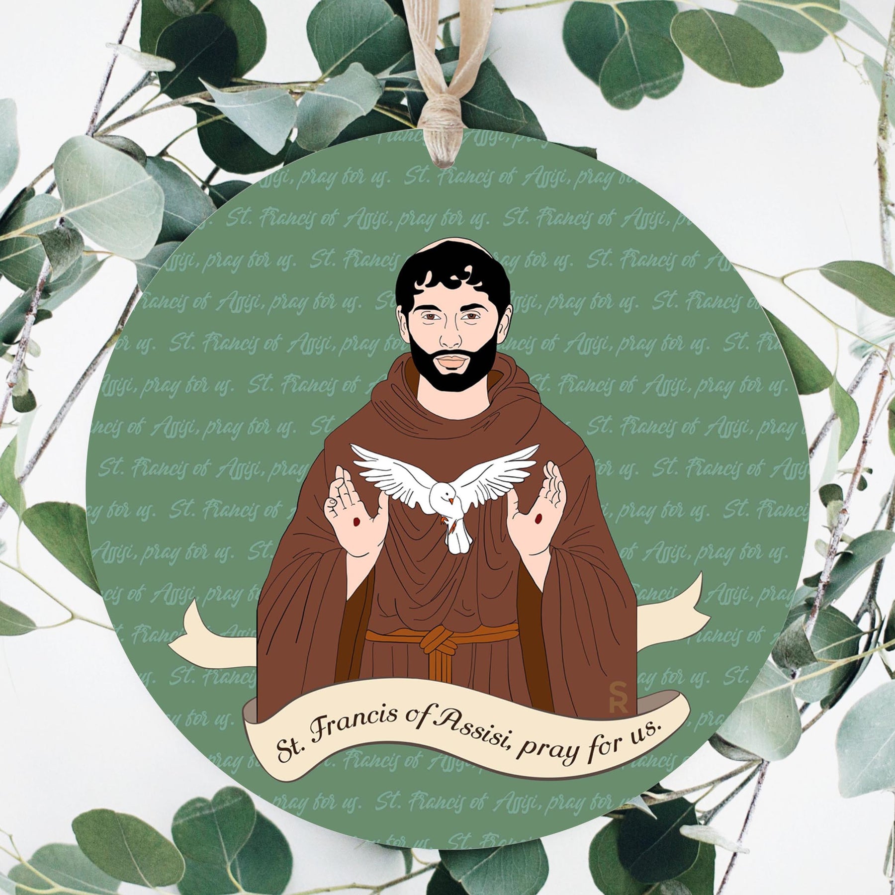St. Francis of Assisi Round 8 inch Hanging Wood Plaque