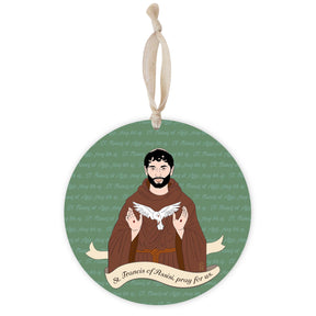 St. Francis of Assisi Round 8 inch Hanging Wood Plaque