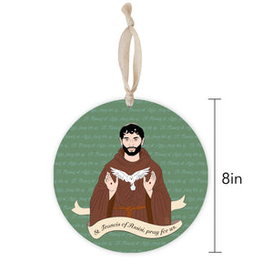 St. Francis of Assisi Round 8 inch Hanging Wood Plaque