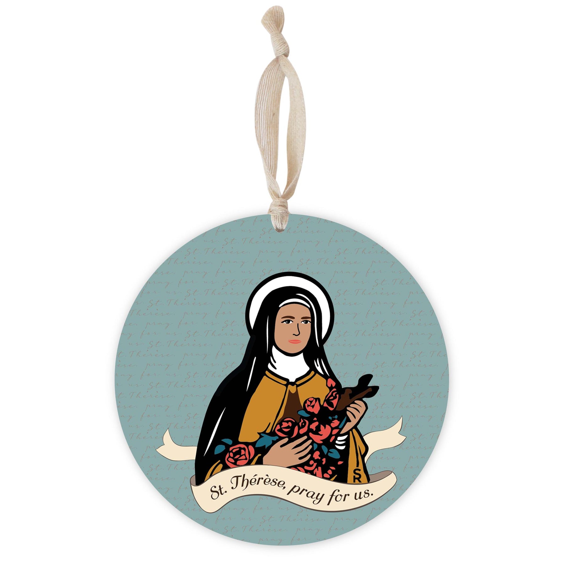 St. Therese of Lisieux Round 8 inch Hanging Wood Plaque