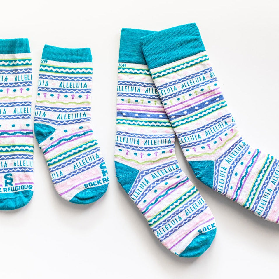two pairs of colorful socks
