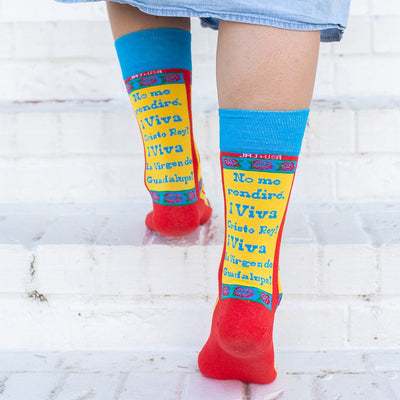 a person wearing a pair of colorful socks