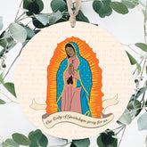 Our Lady of Guadalupe Round 8 inch Hanging Wood Plaque